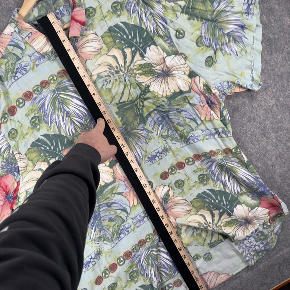 Jams World Shirt Vintage Mens 2XL Green Tropical Hawaiian Floral Button Front - Picture 5 of 14